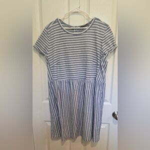 LOFT Striped Blue and White Dress